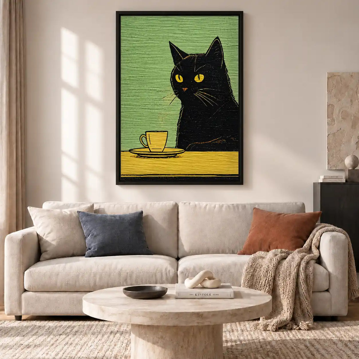 Tiny Black Cat Coffee Table Wall Art 2