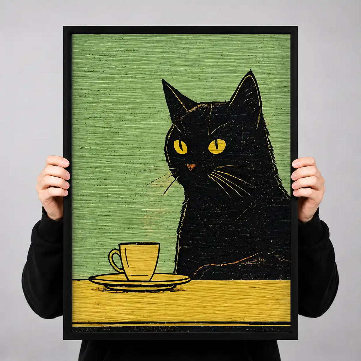 Tiny Black Cat Coffee Table Wall Art 3
