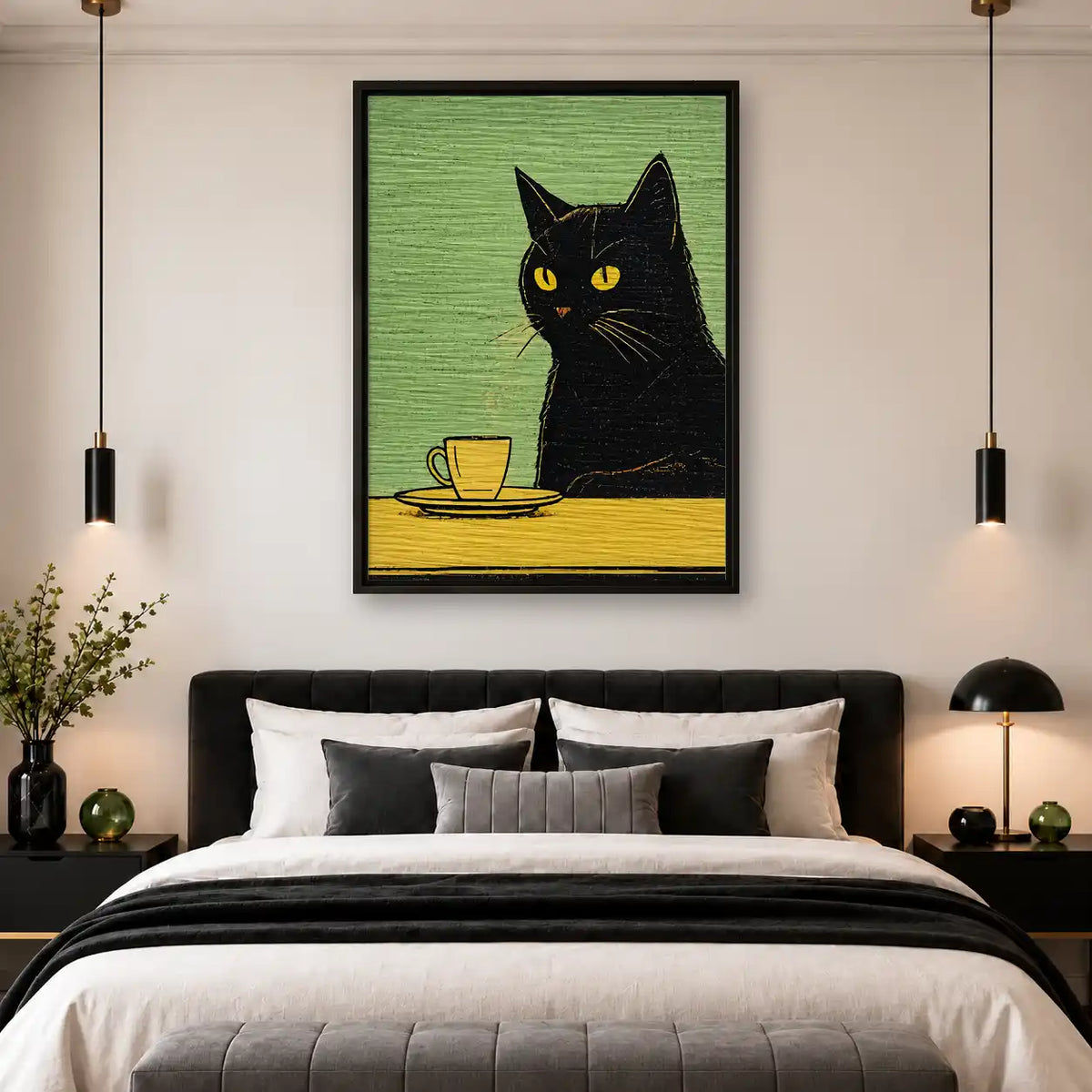 Tiny Black Cat Coffee Table Wall Art 4
