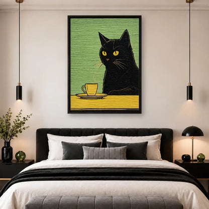 Tiny Black Cat Coffee Table Wall Art 4