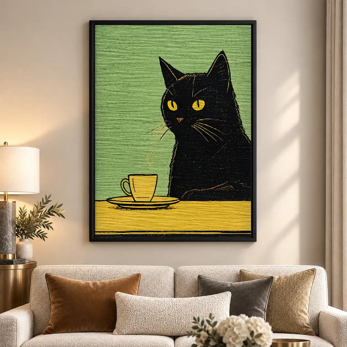 Tiny Black Cat Coffee Table Wall Art 5