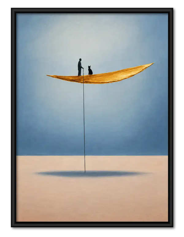 Tiny Couple On Floating Leaf Wall Art