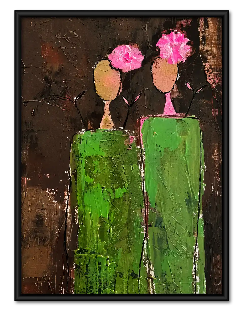 Two Abstract Figures With Flowers Wall Art 1