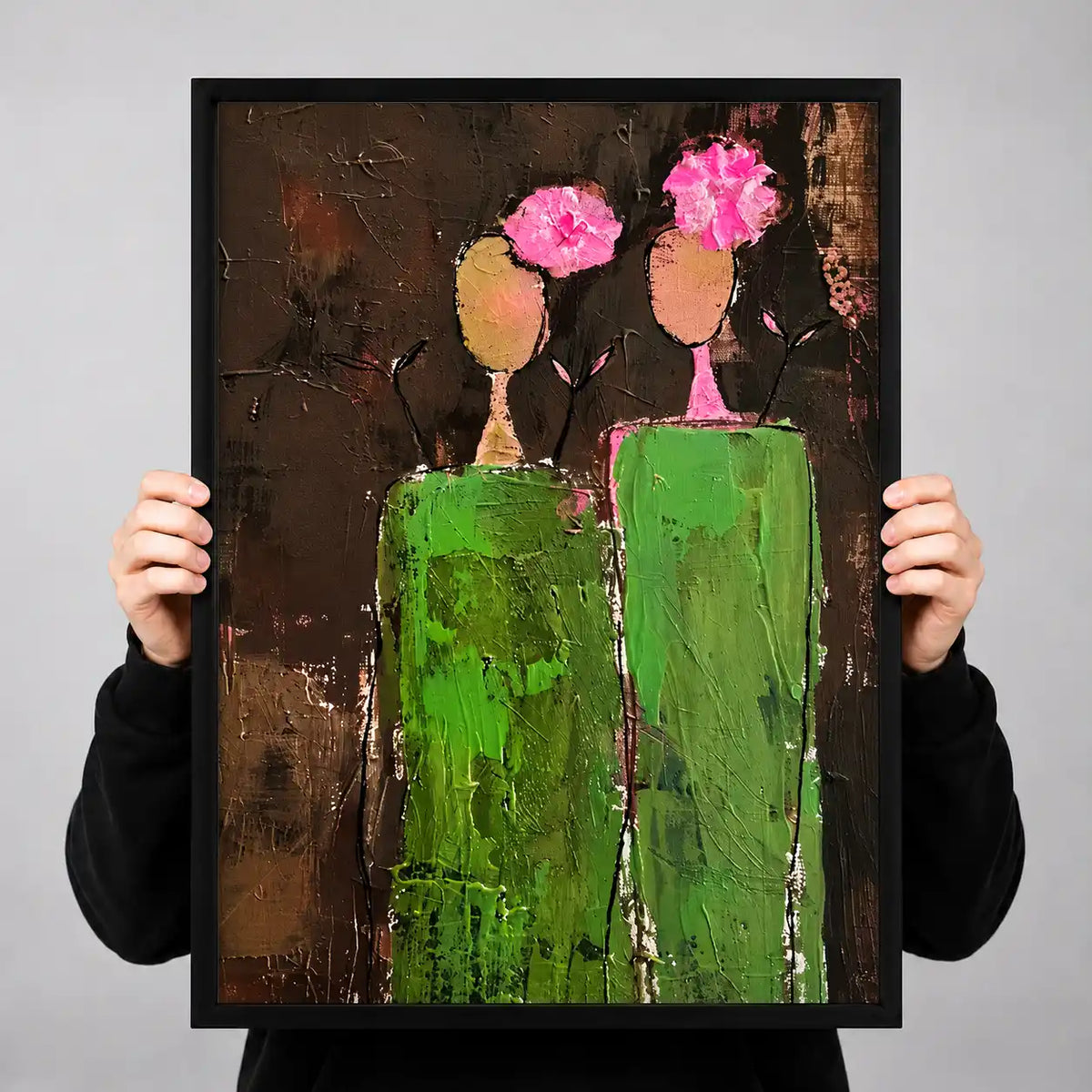 Two Abstract Figures With Flowers Wall Art 3
