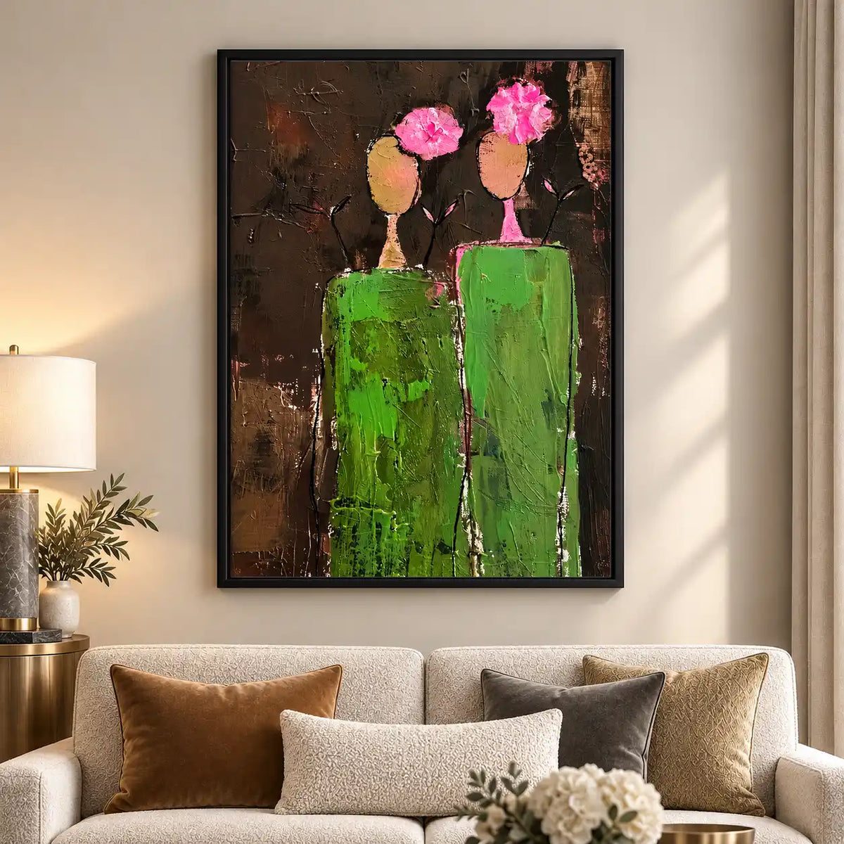 Two Abstract Figures With Flowers Wall Art 5