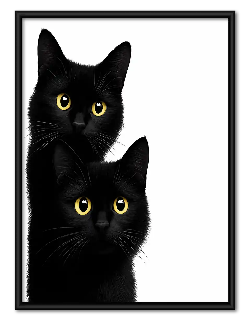 Two Black Cats Portrait Wall Art 1