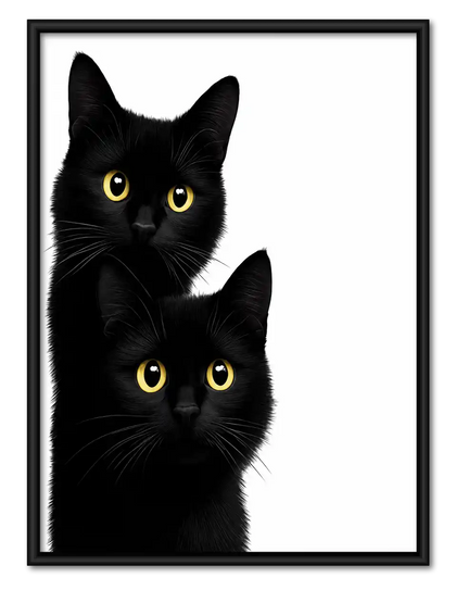 Two Black Cats Portrait Wall Art
