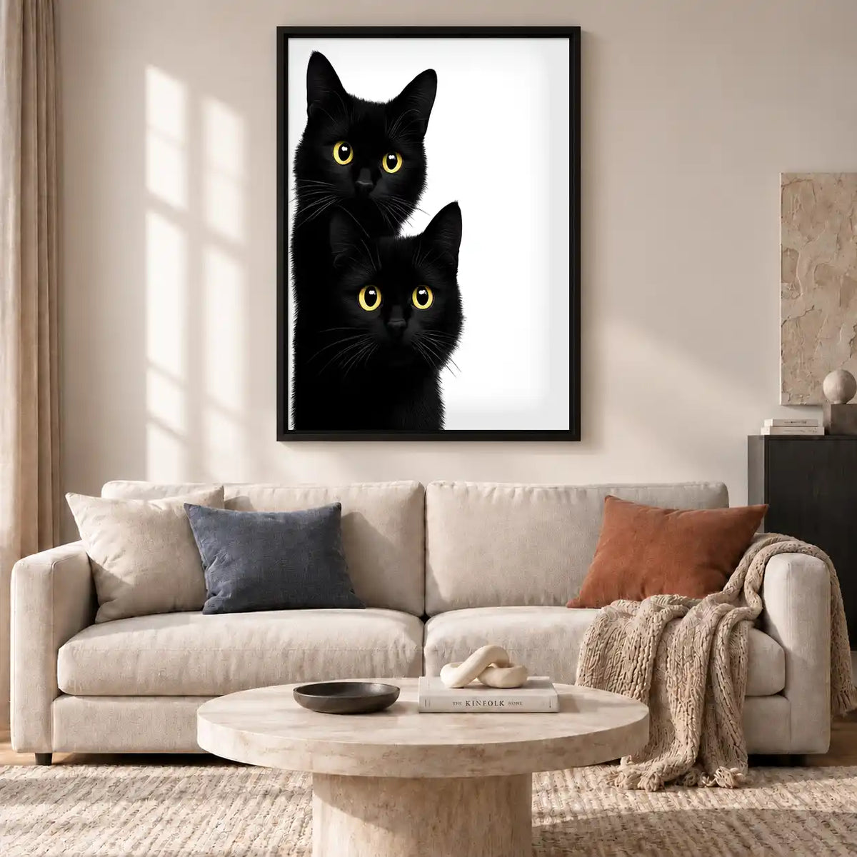 Two Black Cats Portrait Wall Art 2