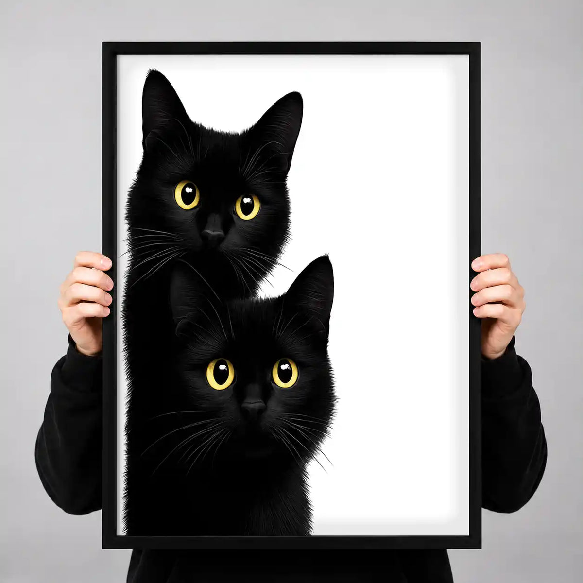 Two Black Cats Portrait Wall Art 3