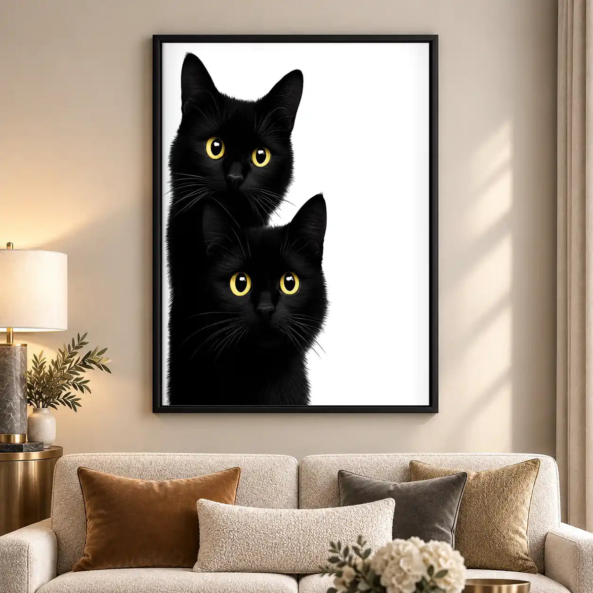 Two Black Cats Portrait Wall Art 5