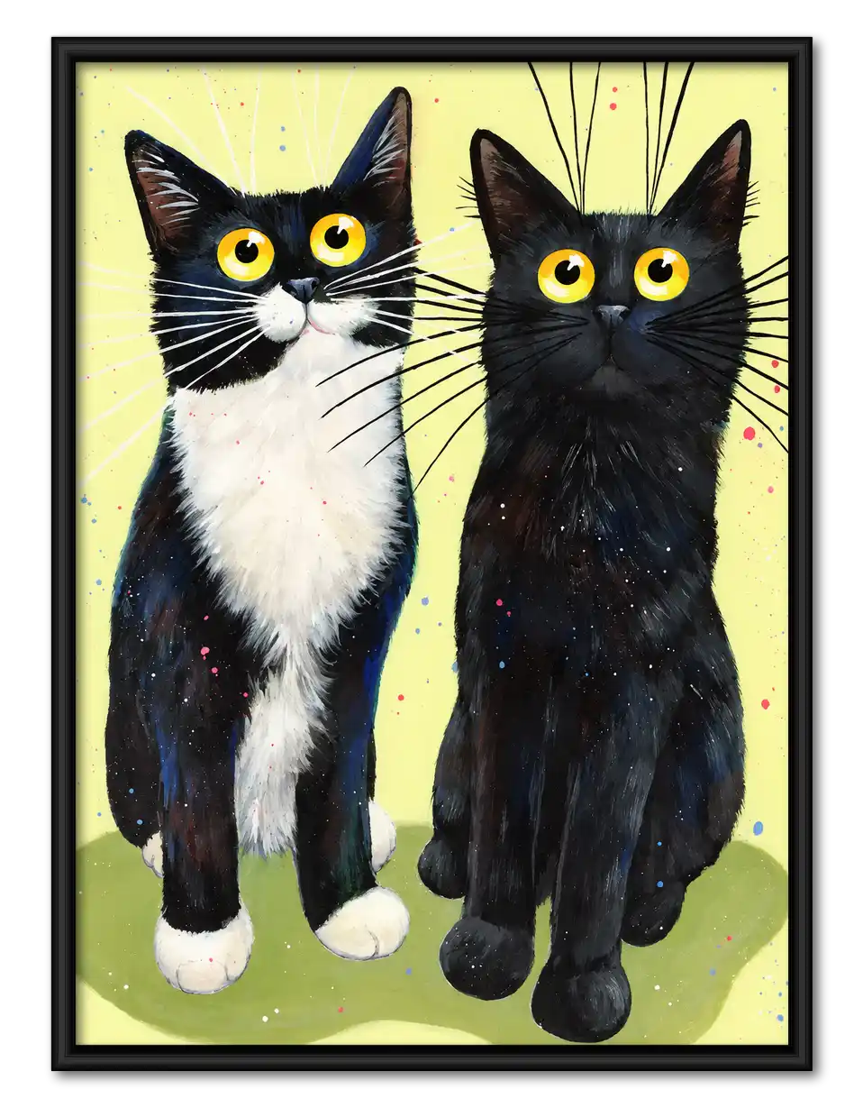 Two Bright Eyed Black Cats Wall Art 1