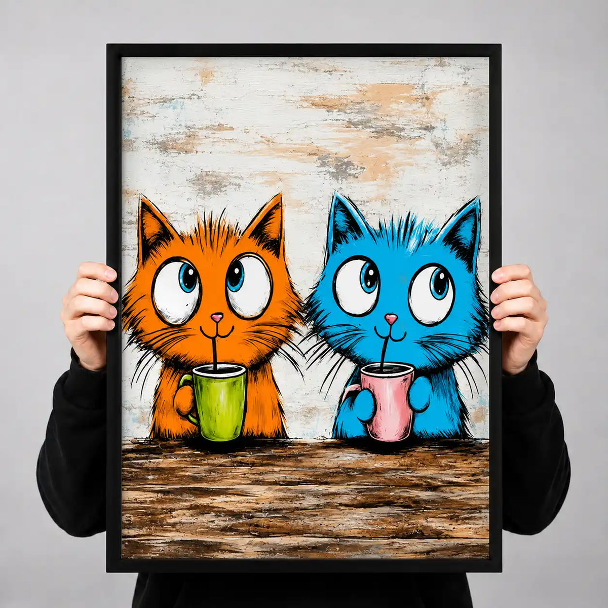 Two Cats Drinking Morning Coffee Wall Art 3
