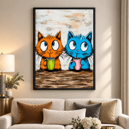 Two Cats Drinking Morning Coffee Wall Art 5