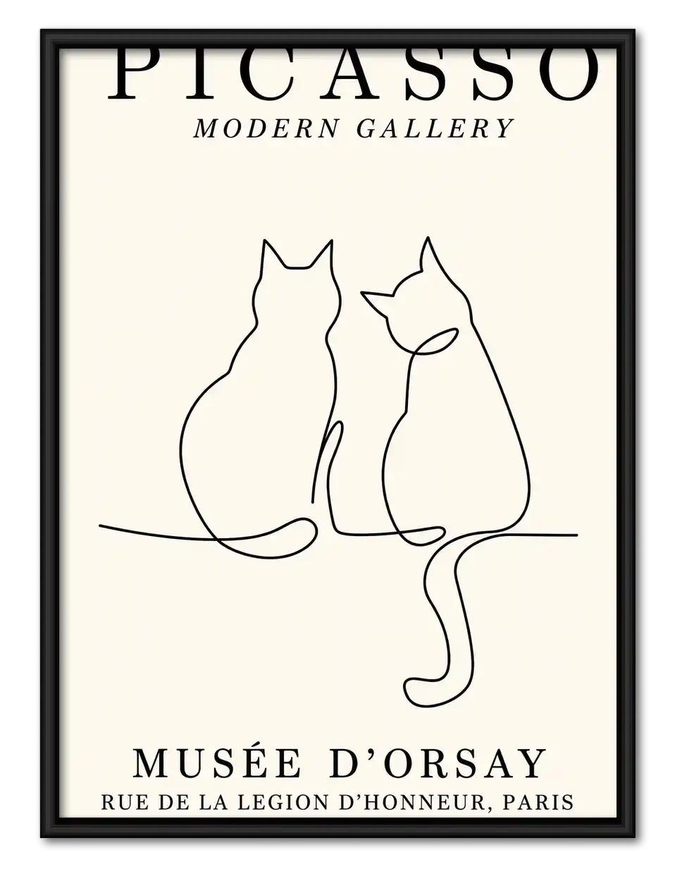 Two Cats In Love Line Art Wall Art 1