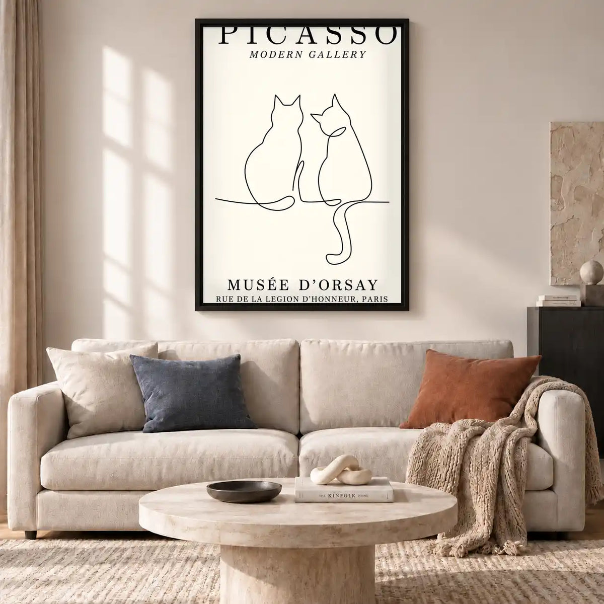 Two Cats In Love Line Art Wall Art 2