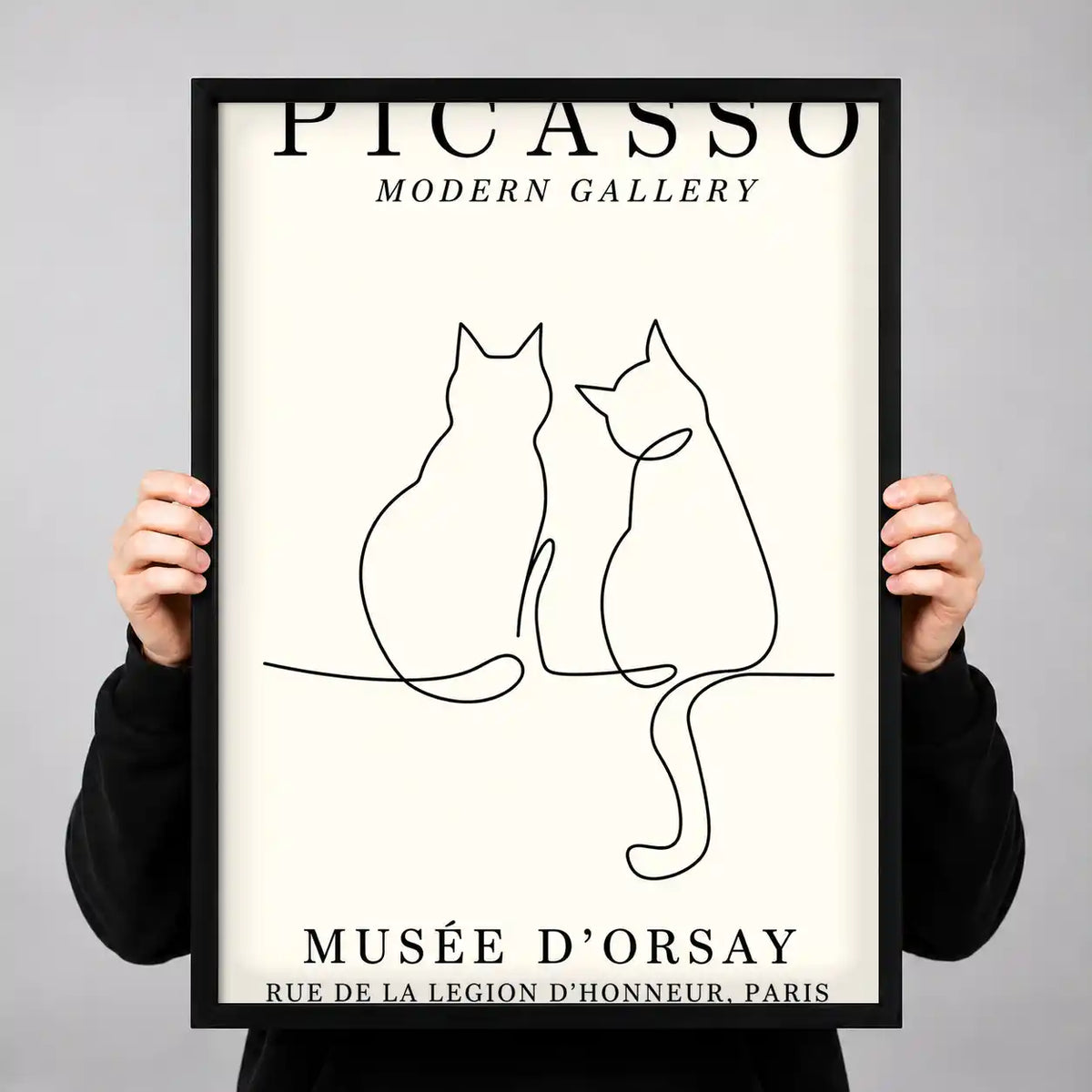 Two Cats In Love Line Art Wall Art 3