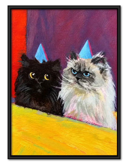 Two Cats In Party Hats Wall Art