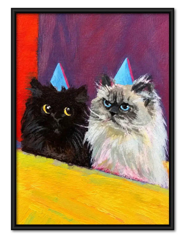 Two Cats In Party Hats Wall Art