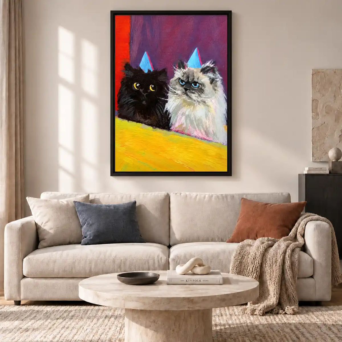 Two Cats In Party Hats Wall Art 2