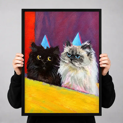 Two Cats In Party Hats Wall Art 3