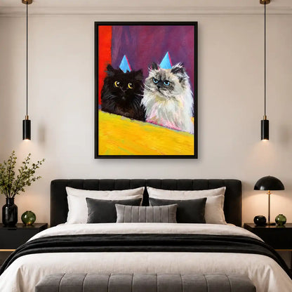 Two Cats In Party Hats Wall Art 4