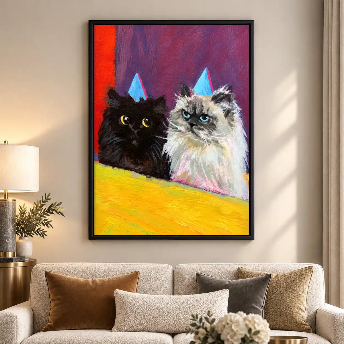 Two Cats In Party Hats Wall Art 5