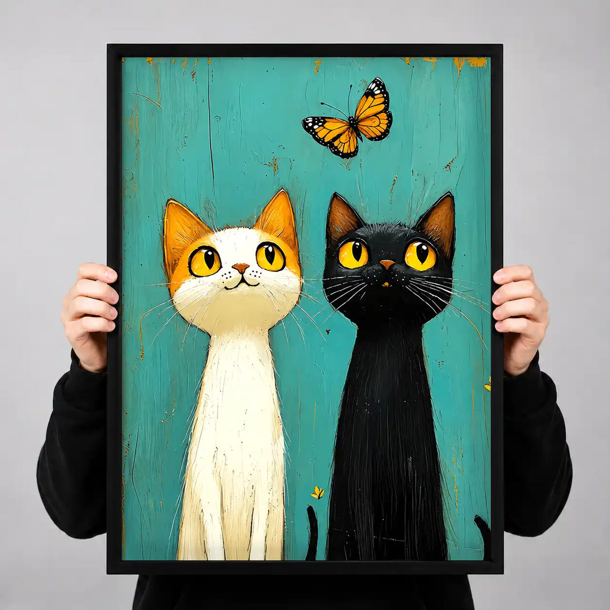 Two Cats Watching Butterfly Wall Art 3