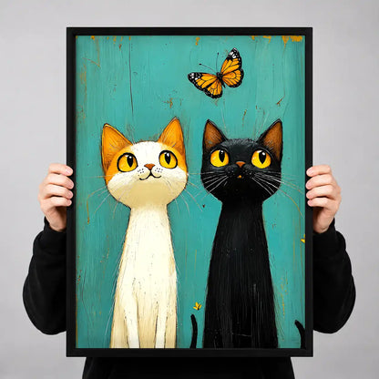 Two Cats Watching Butterfly Wall Art 3