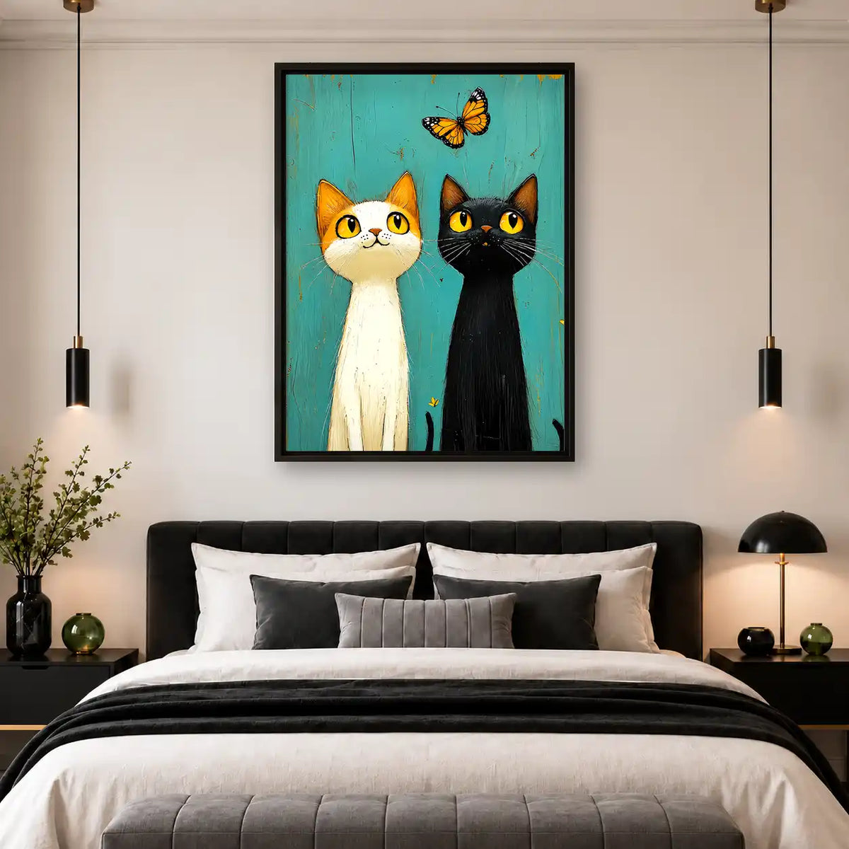 Two Cats Watching Butterfly Wall Art 4