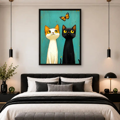 Two Cats Watching Butterfly Wall Art 4