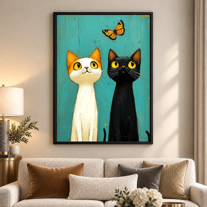 Two Cats Watching Butterfly Wall Art 5