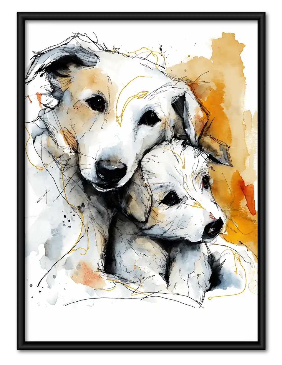 Two Dogs Cuddling Wall Art 1