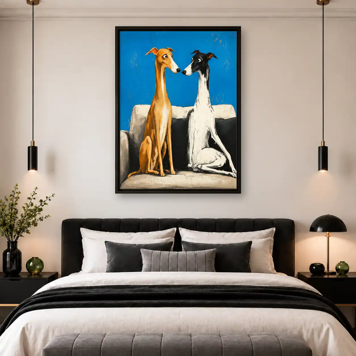Two Greyhounds On Sofa Wall Art 4
