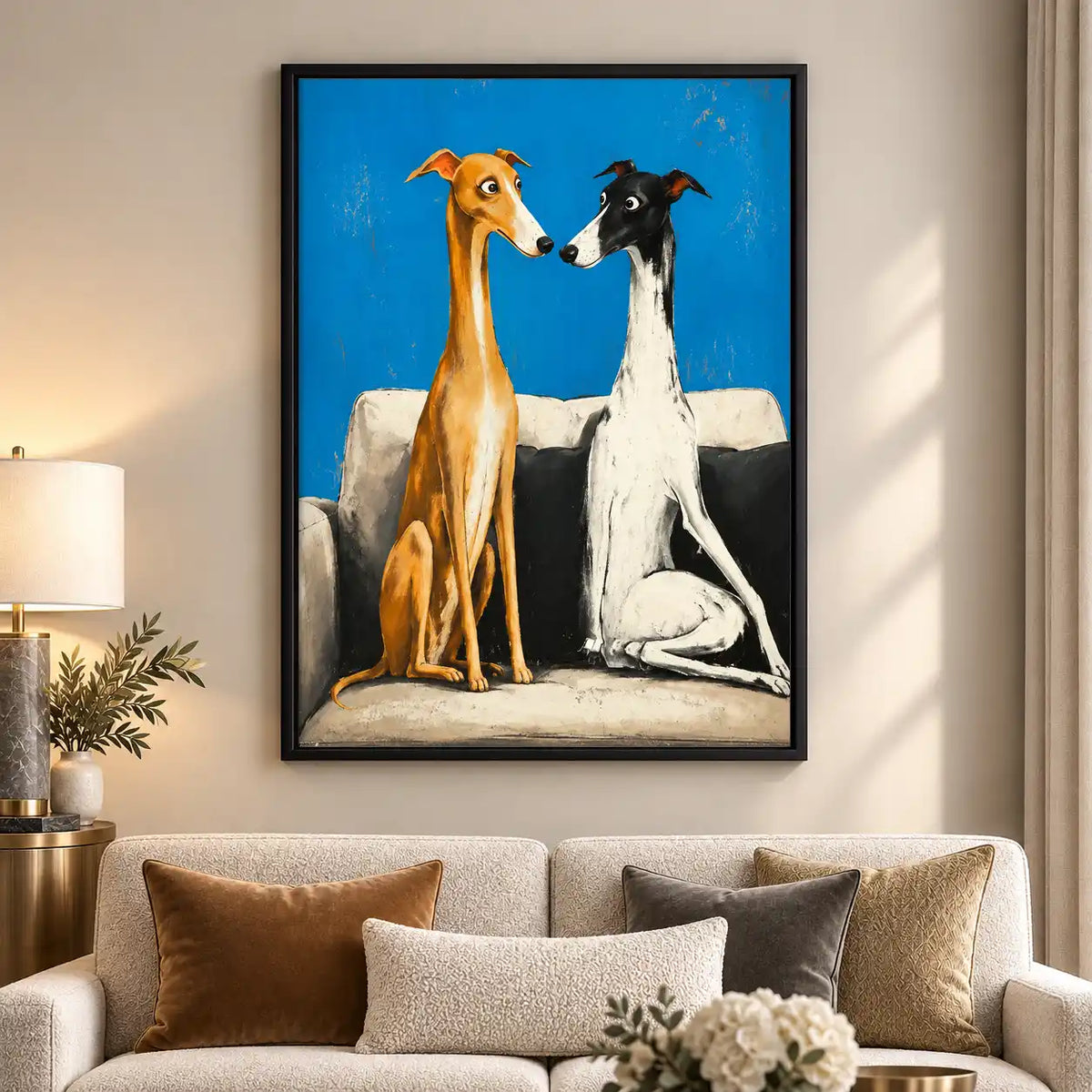 Two Greyhounds On Sofa Wall Art 5