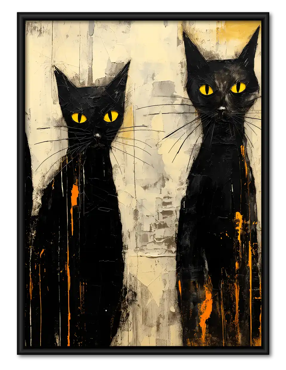 Two Tall Black Cats Wall Art 1