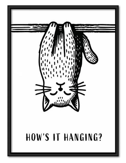 Upside Down Hanging Cat Wall Art