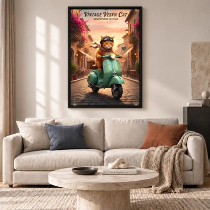 Vespa Cat Italian Adventure Wall Art 2