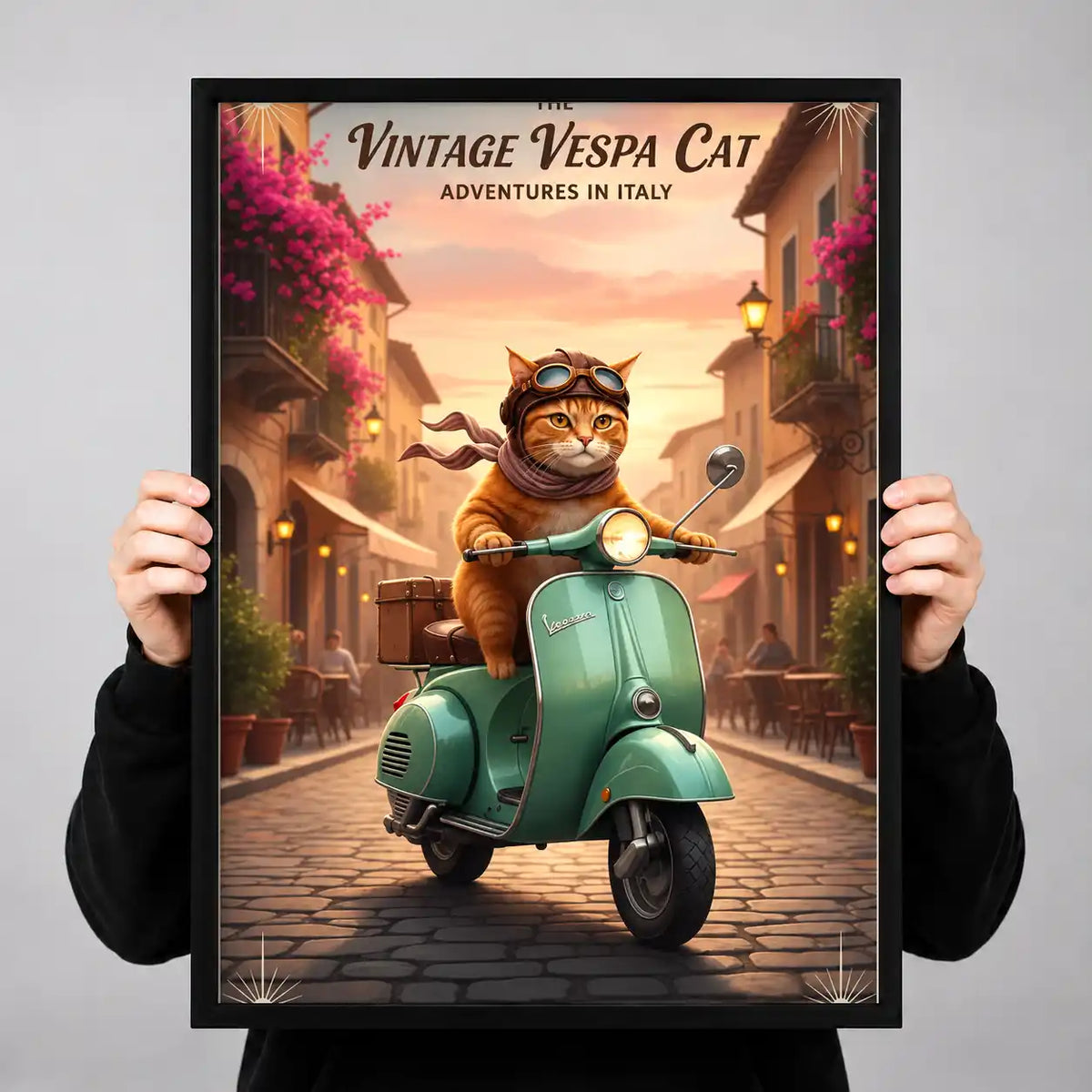 Vespa Cat Italian Adventure Wall Art 3