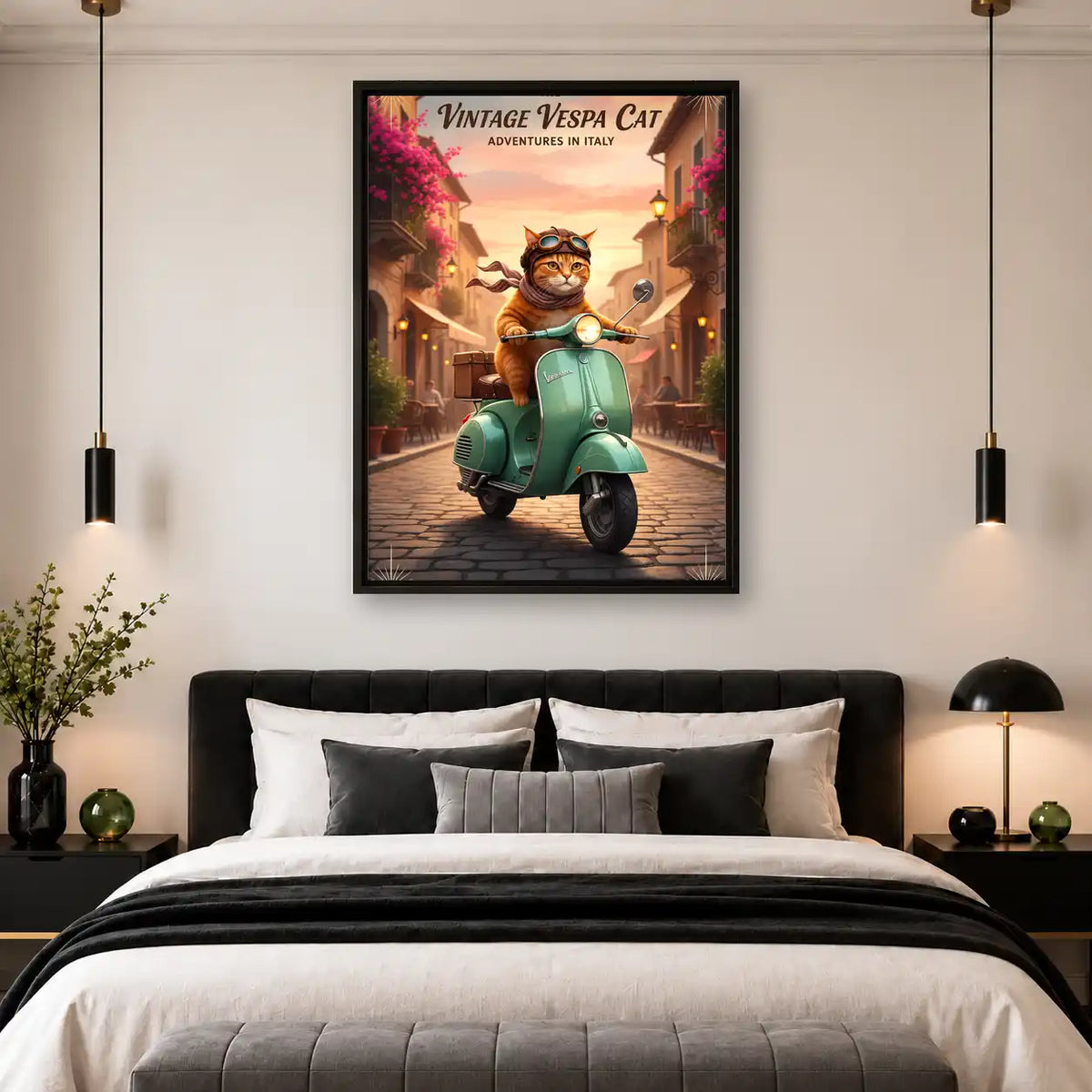Vespa Cat Italian Adventure Wall Art 4