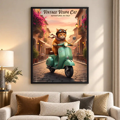 Vespa Cat Italian Adventure Wall Art 5