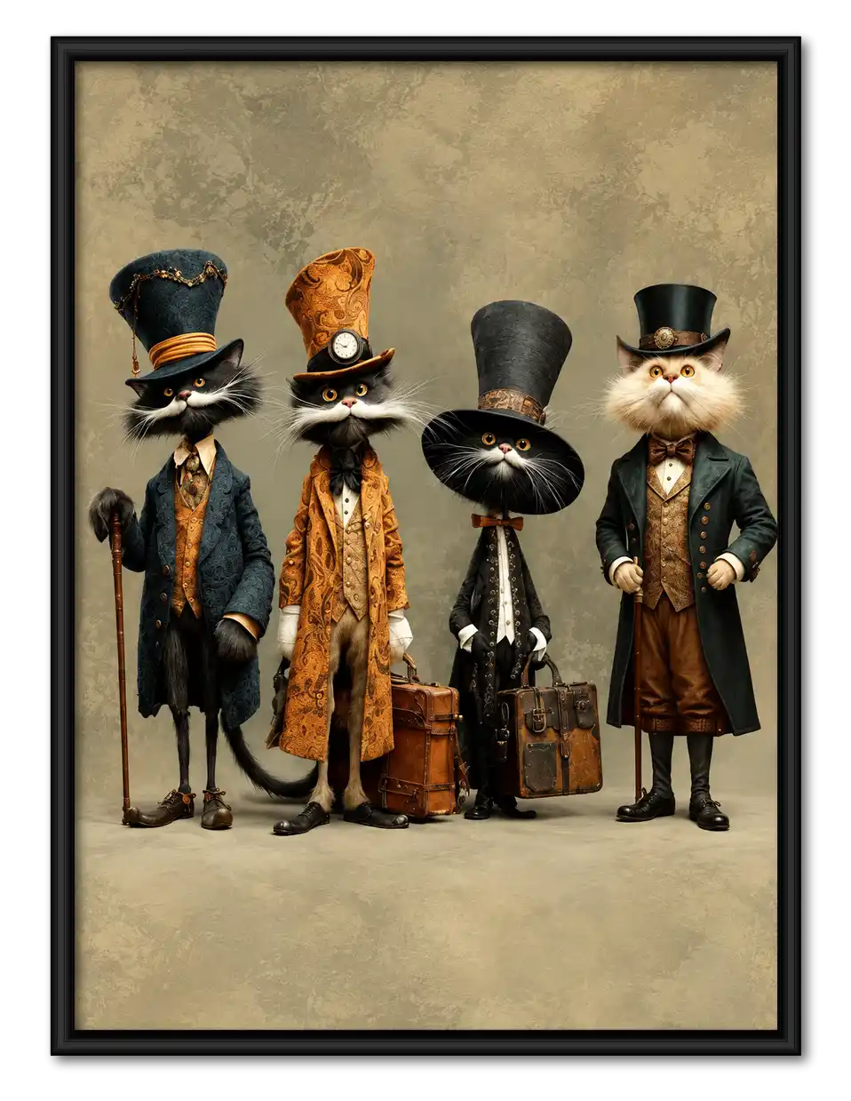 Victorian Gentleman Cat Group Wall Art 1