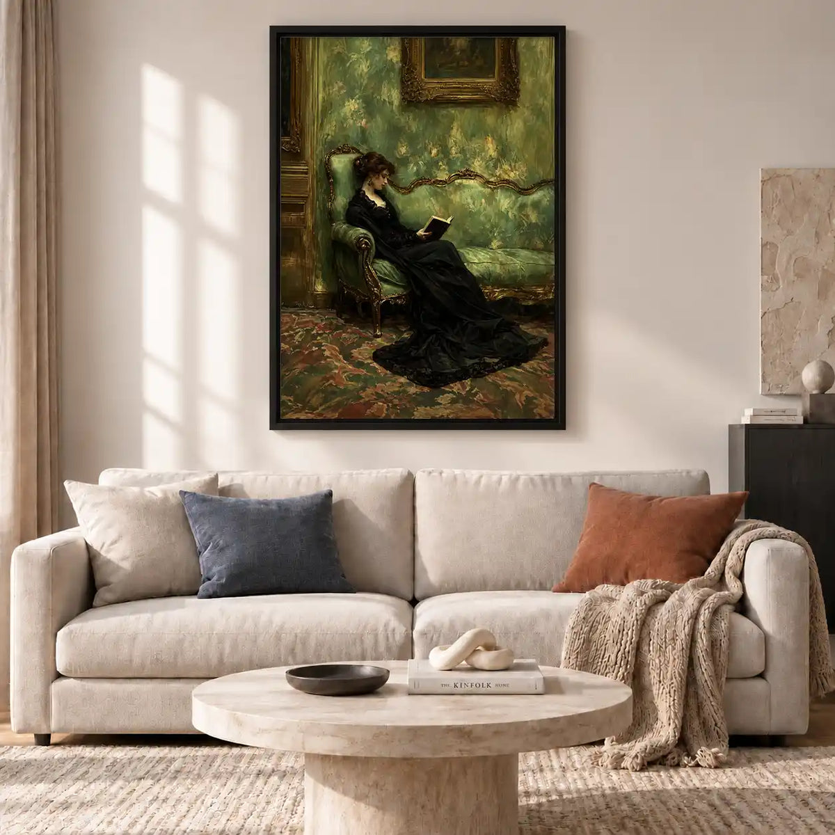 Victorian Woman Reading On Green Sofa Wall Art 2