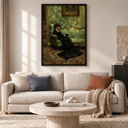 Victorian Woman Reading On Green Sofa Wall Art 2