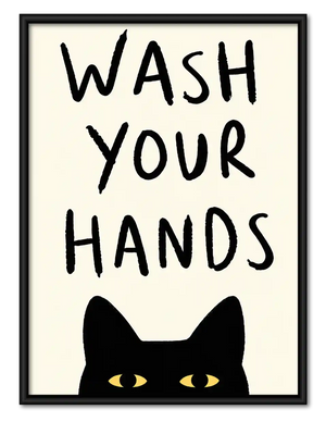 Wash Your Hands Cat Wall Art