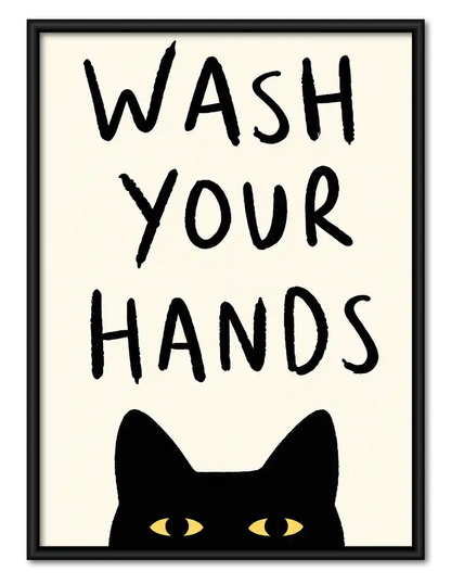 Wash Your Hands Cat Wall Art 1