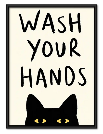 Wash Your Hands Cat Wall Art