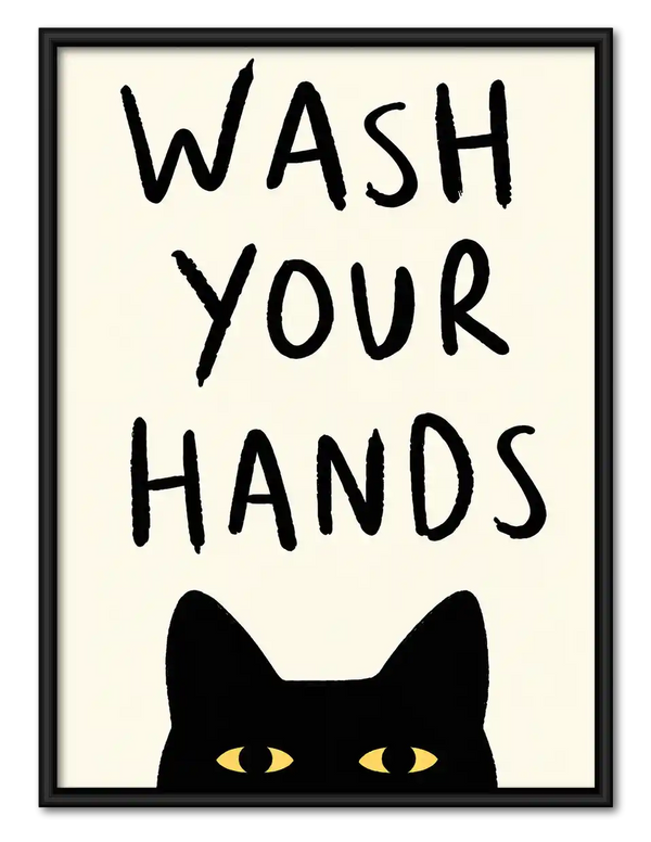 Wash Your Hands Cat Wall Art
