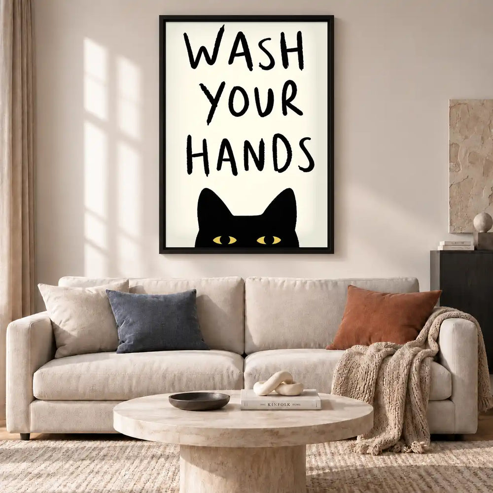 Wash Your Hands Cat Wall Art 2