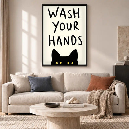 Wash Your Hands Cat Wall Art 2