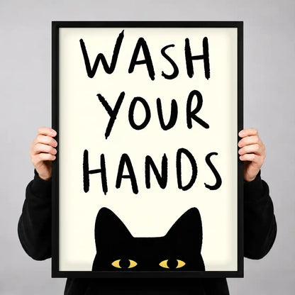 Wash Your Hands Cat Wall Art 3